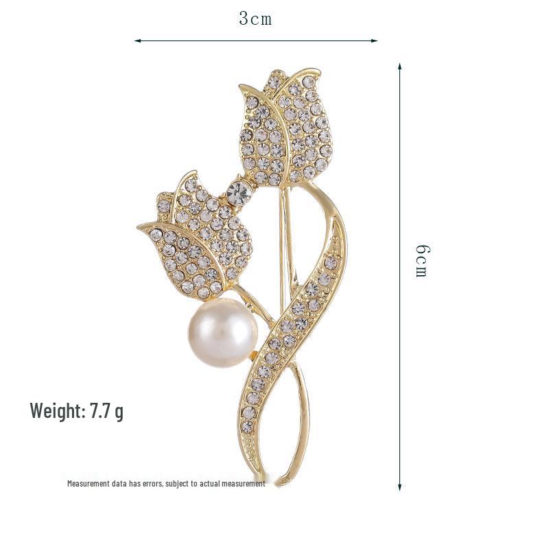 Elegant Pearl Tulip Brooch - Simple and Sophisticated Clothing Accessory