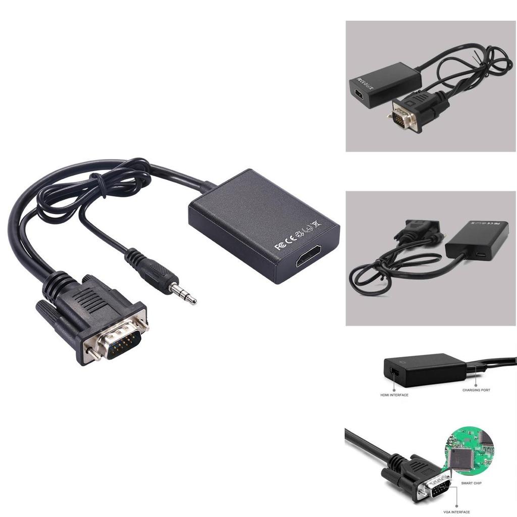 Vga To Hdmi Converter Cable Copper Core For Hdtv Monitor Pc Gaming Home Theater Setup