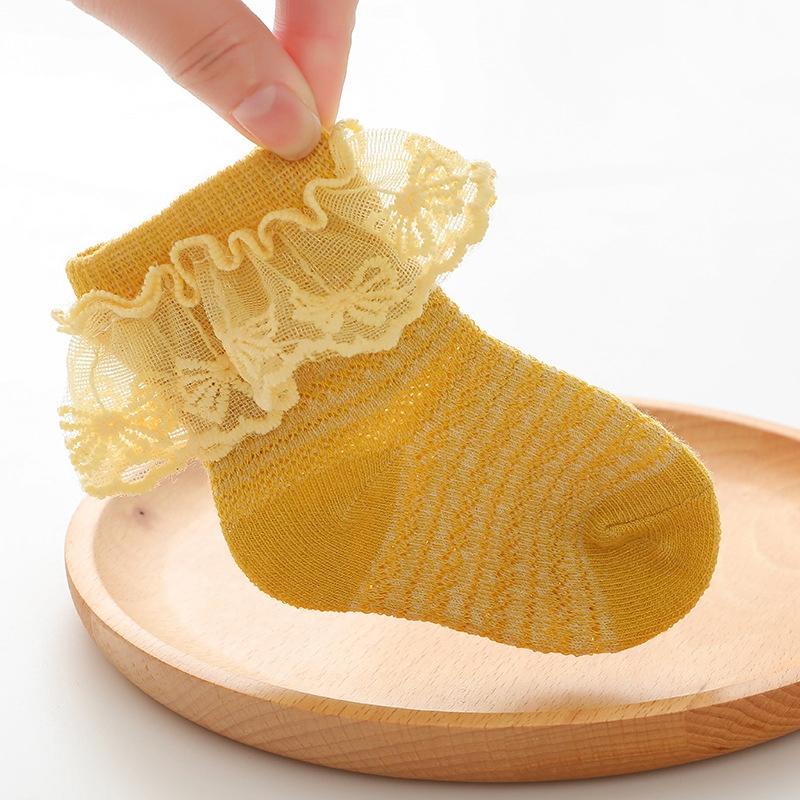 Children Baby Girls Socks Newborn Infant Cute Sweet Lace Patchwork Socks Soft Lightweight Non-slip Socks Infant Socks 0-3 Year