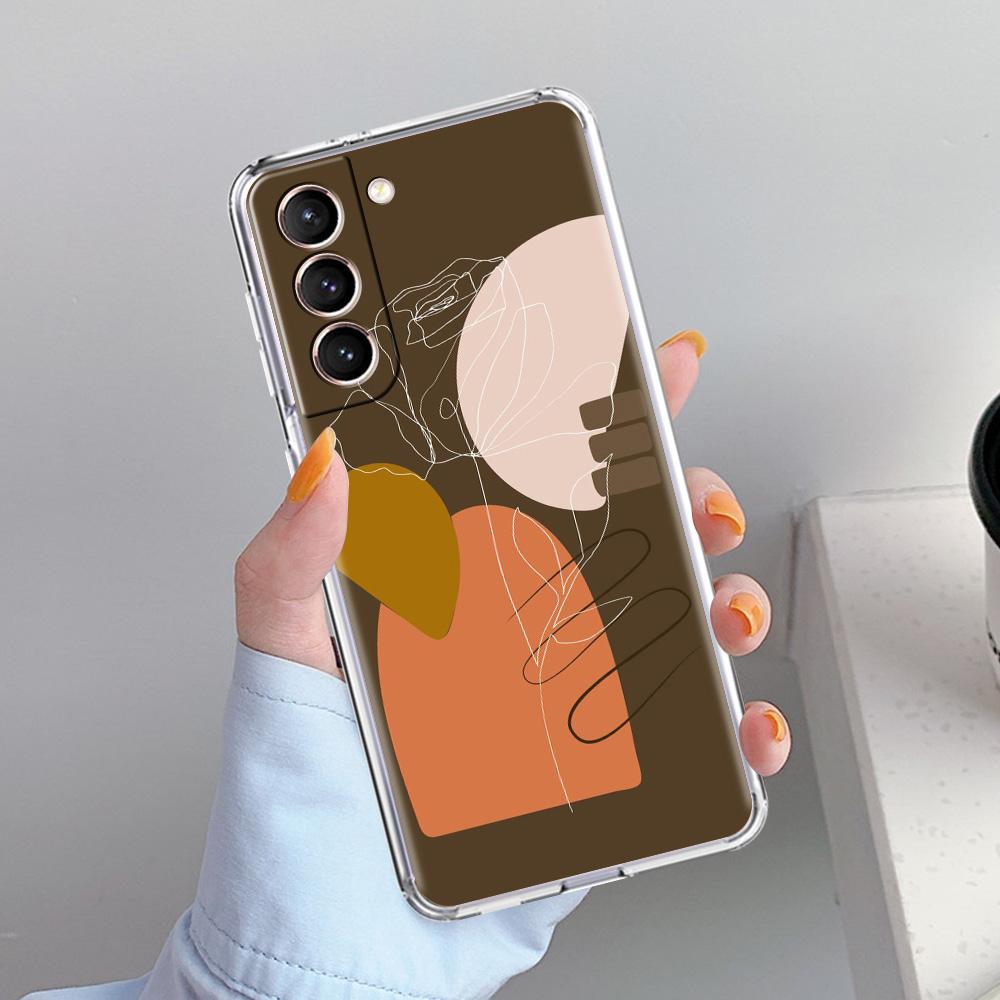 Phone Case For Samsung Galaxy S26 S25 S24 S23 S22 Ultra S20 S21 FE 5G Plus Soft Clear Cover One Line Art
