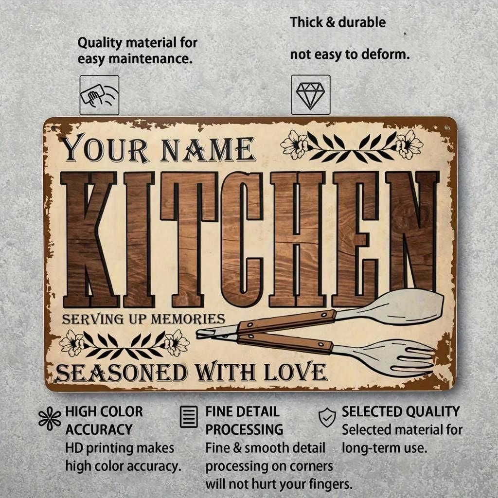 Personalized Retro Kitchen Tin Sign Home Wall Decor