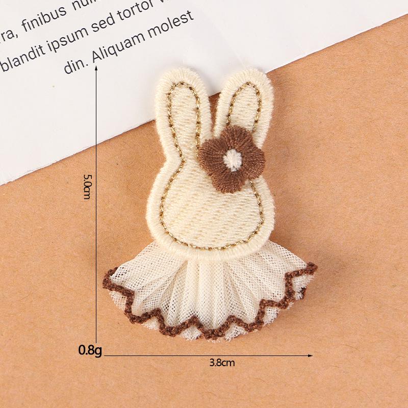 Milk Coffee Bow-Tie Bunny Ear Fabric Patch for DIY Children's Clothing Accessories