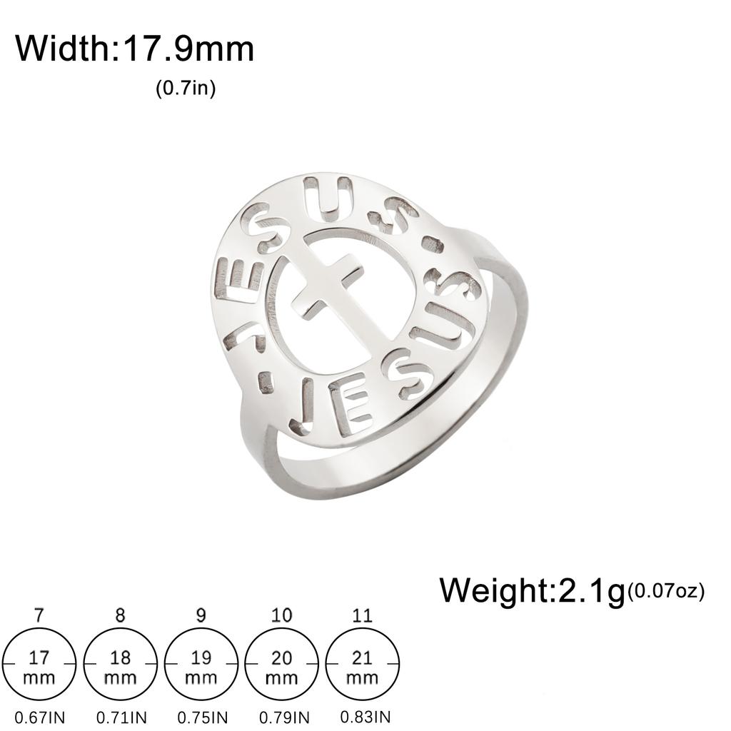 LIKGREAT Classic Lord Jesus Fish Cross Finger Rings Women Men Stainless Steel Retro Christian Religious Blessing Amulet Jewelry