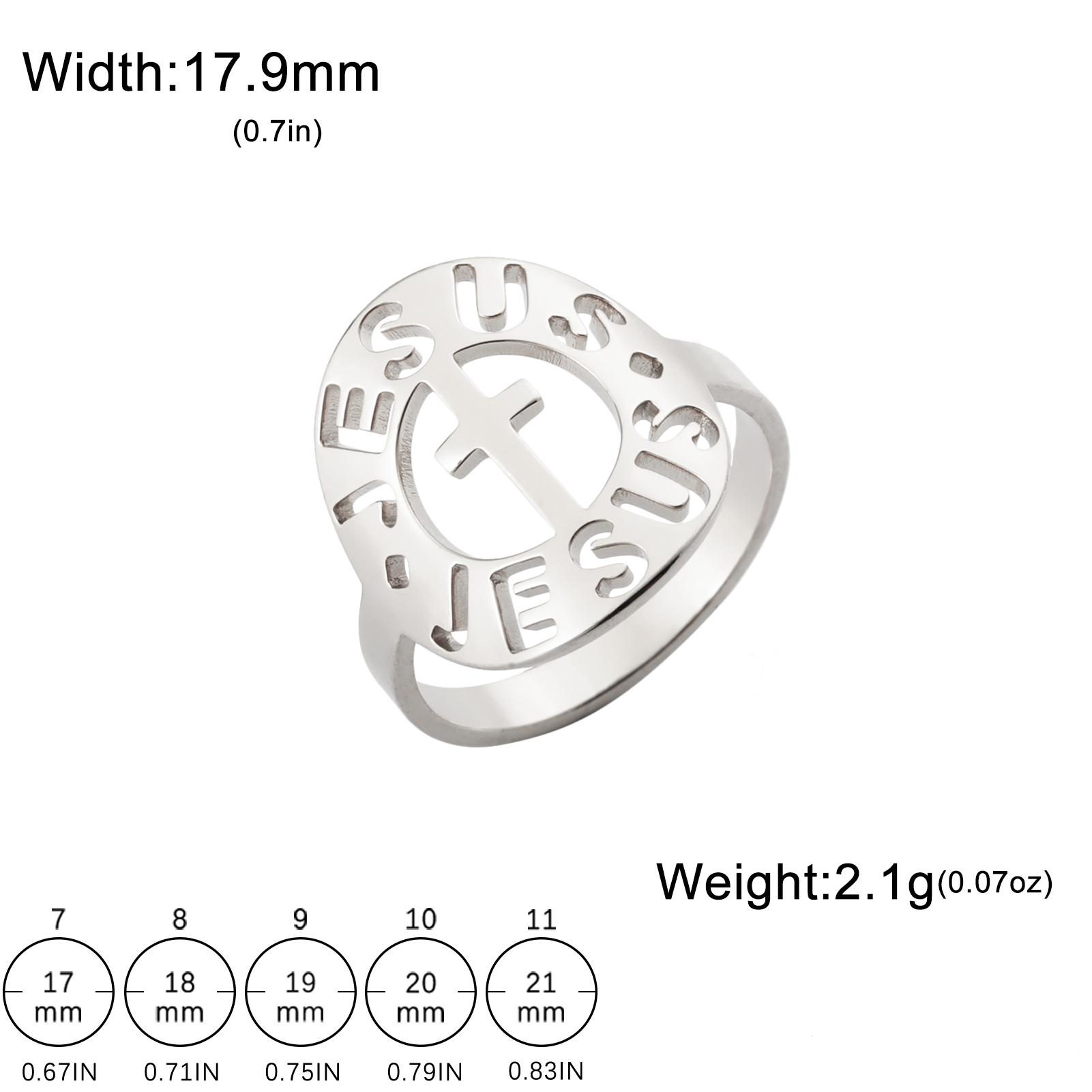 

LIKGREAT Classic Lord Jesus Fish Cross Finger Rings Women Men Stainless Steel Retro Christian Religious Blessing Amulet Jewelry 7