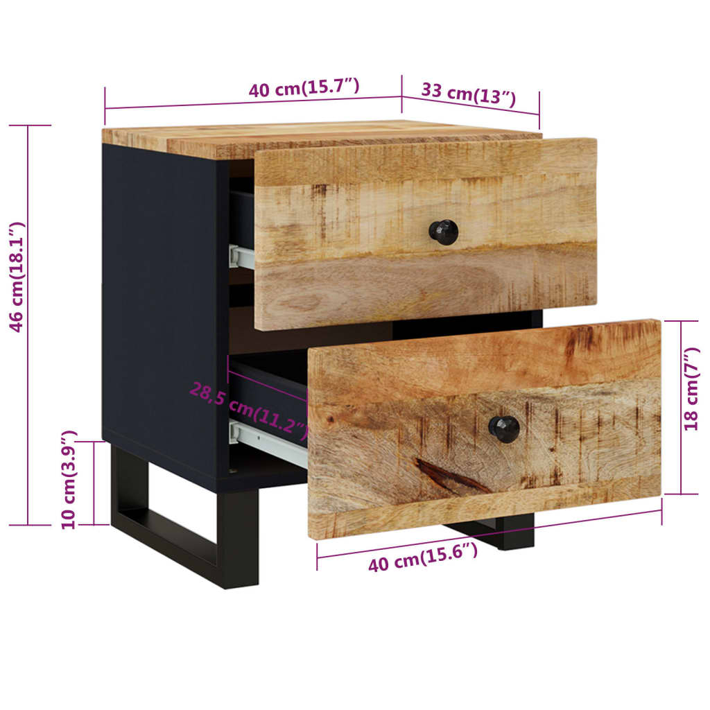 Nightstands (2 pcs) 40 x 33 x 46 cm Solid Mango Wood