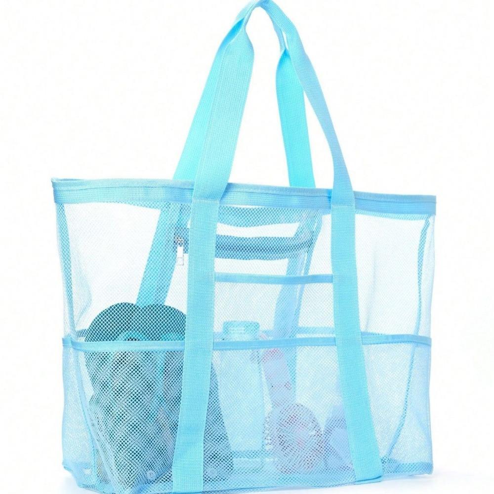 Beach Bag Large Capacity Toy Mesh Swimming Bag Multifunctional Travel Shoulder Beach Bag Swimsuit Storage Bag