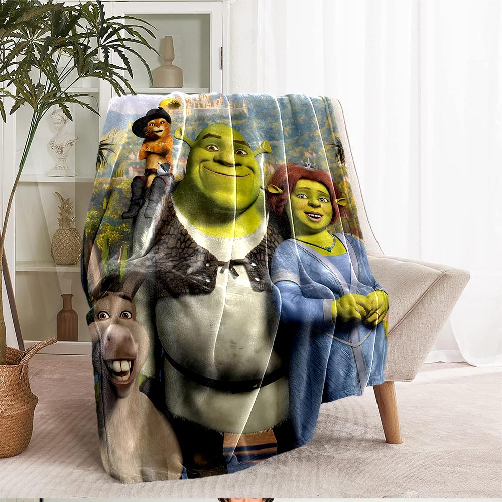 Shrek Theme Printed Blanket - Perfect for Couch, Bed, Travel & Outdoor Use | Machine Washable, Cozy & Durable.
