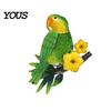 Rust-proof Garden Hanging Metal Parrots Wall Art Decor, Bird Parrot Flower Leaf Decor Pendant, Outdoor Tropical Ornament,