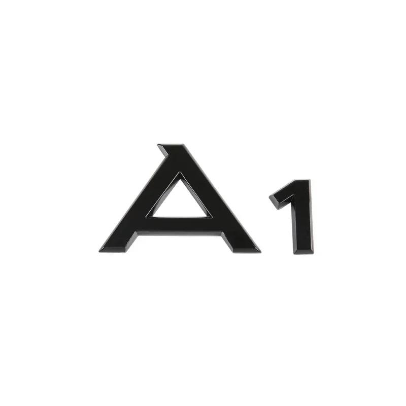 For Audi RS3 3D Chrome-Plated Black ABS Logo Decoration for Audi A1 A3 A4 LAA5 AA7 A8 Q2 Q3 Q5 Q7 Q8 TDI TFSI Rear Sticker