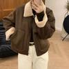Thick Warm Lapel Sherpa Jacket Women Autumn Winter Biker Jacket Cotton Coat