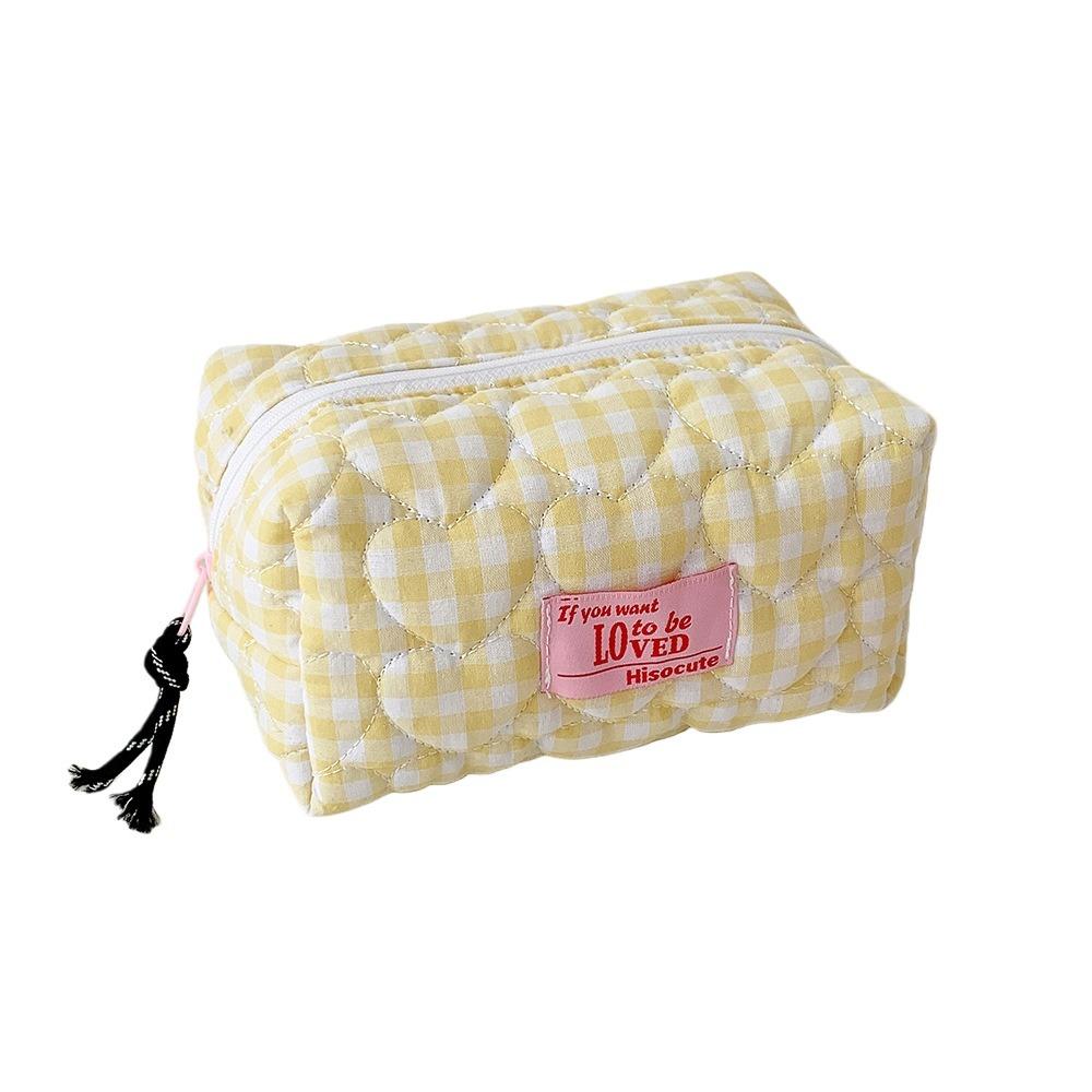 Stoff Koreanisches Karomuster Schreibwarentasche Federtasche Federmäppchen Karomuster Herz-Federmäppchen Kinder Kinder