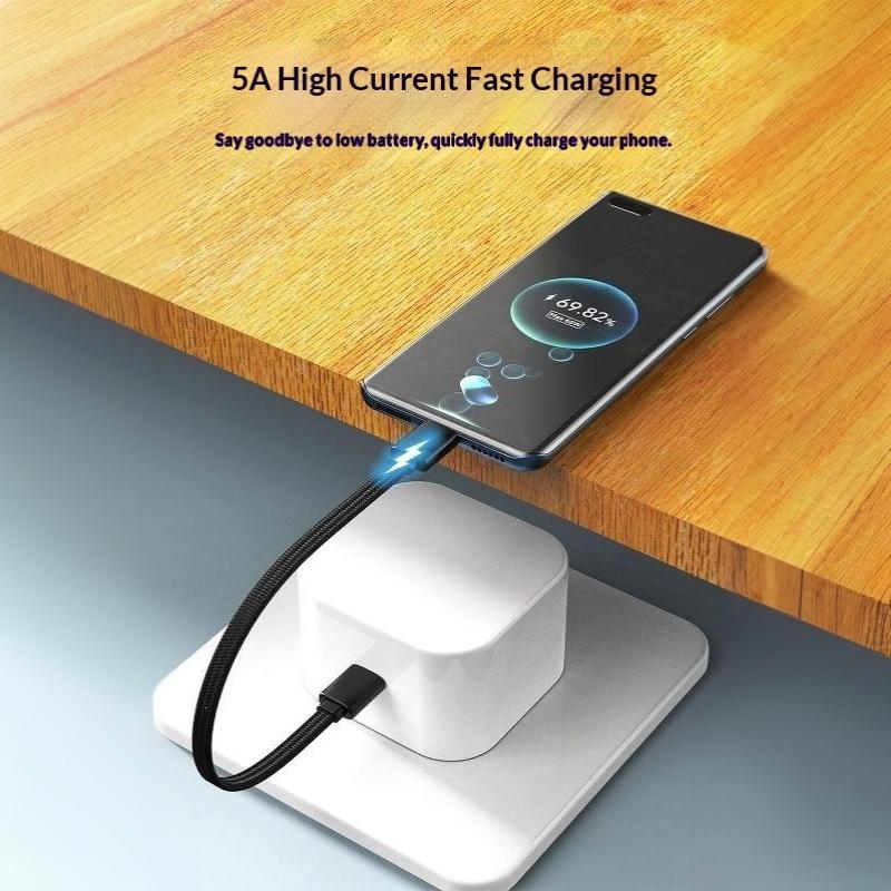 Multifunctional PD 60W Type C Fast Charging Short Cable Portable TPE Material Cord for Home Travel Student Use