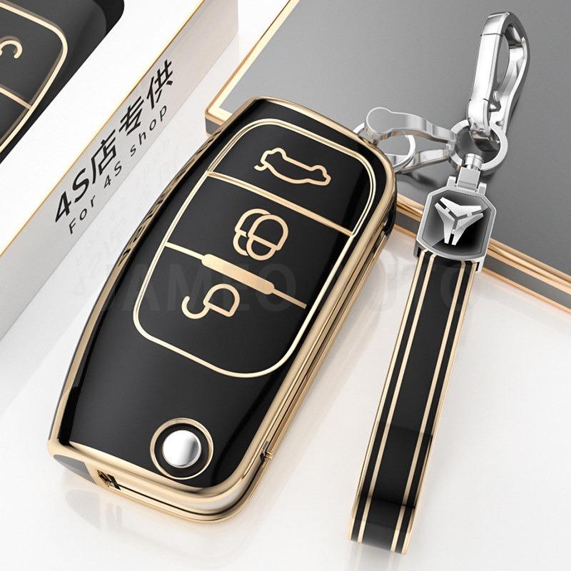 New Tpu Car Key Case Cover For For Ford Focus 2 Mk2 Fiesta Mondeo Galaxy Falcon Territory Ecosport Kuga Escape Keychain Rings