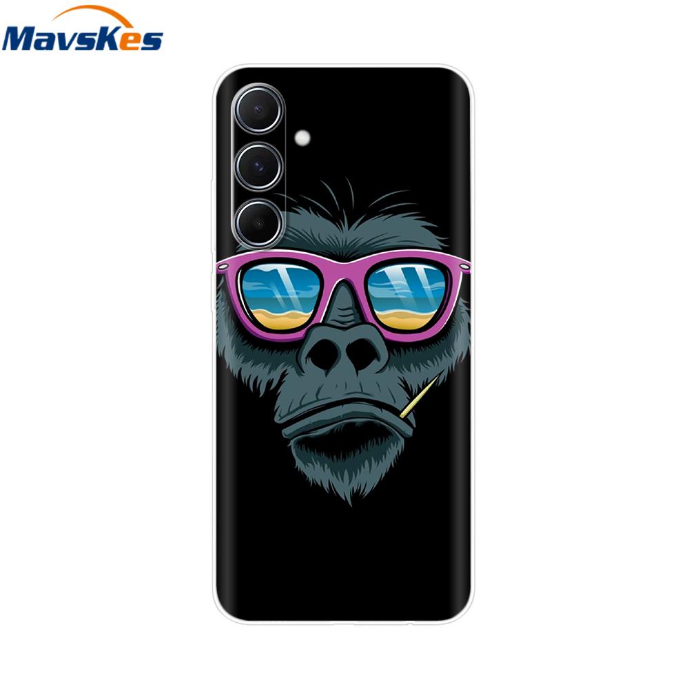 For Samsung Galaxy M35 5G Case Cute Cat Flower Painted Phone Cases For Samsung M35 Case M 35 SM-M356B Silicone Clear TPU Fundas