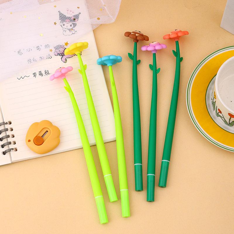 48 pièces Forme Tournesol Secousses Stylo Neutre Poignée Confortable Papeterie Fournitures Scolaires de Bureau Prix Étudiant Cadeau Outils d'Écriture Cadeau de Vacances Nouveauté Sta