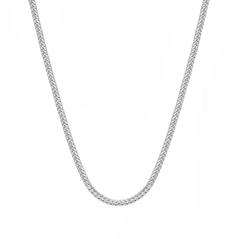 

Punk Flat Snake Chains 3mm Gold Silver Color Stainless Steel Embossing Chain Necklace For Men Women Vintage Fashion Jewelry Gift 45cm
