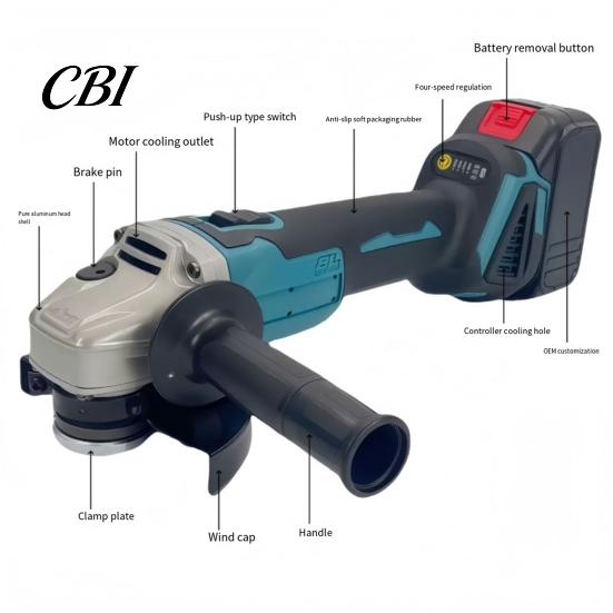 Cordless Metal Trimming Tool Lithium Brushless Angle Grinder, Adjustable Speed High Torque Electric Grinder Tool, 950W 8000RPM Automotive Sheet Repair