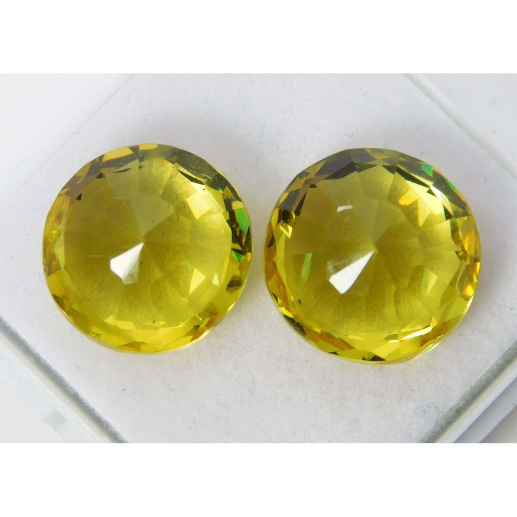 Yellow Sapphire Excellent Round Cut 20.54 Ct Natural Certified Gemstone Of Pair