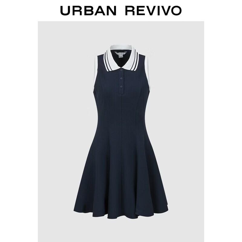 UR2026 Women s Urban Collegiate Color-block Polo Mini Dress M