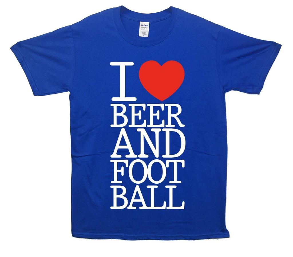Ich liebe Bier und Fußball Aufdruck T-Shirt Vatertag