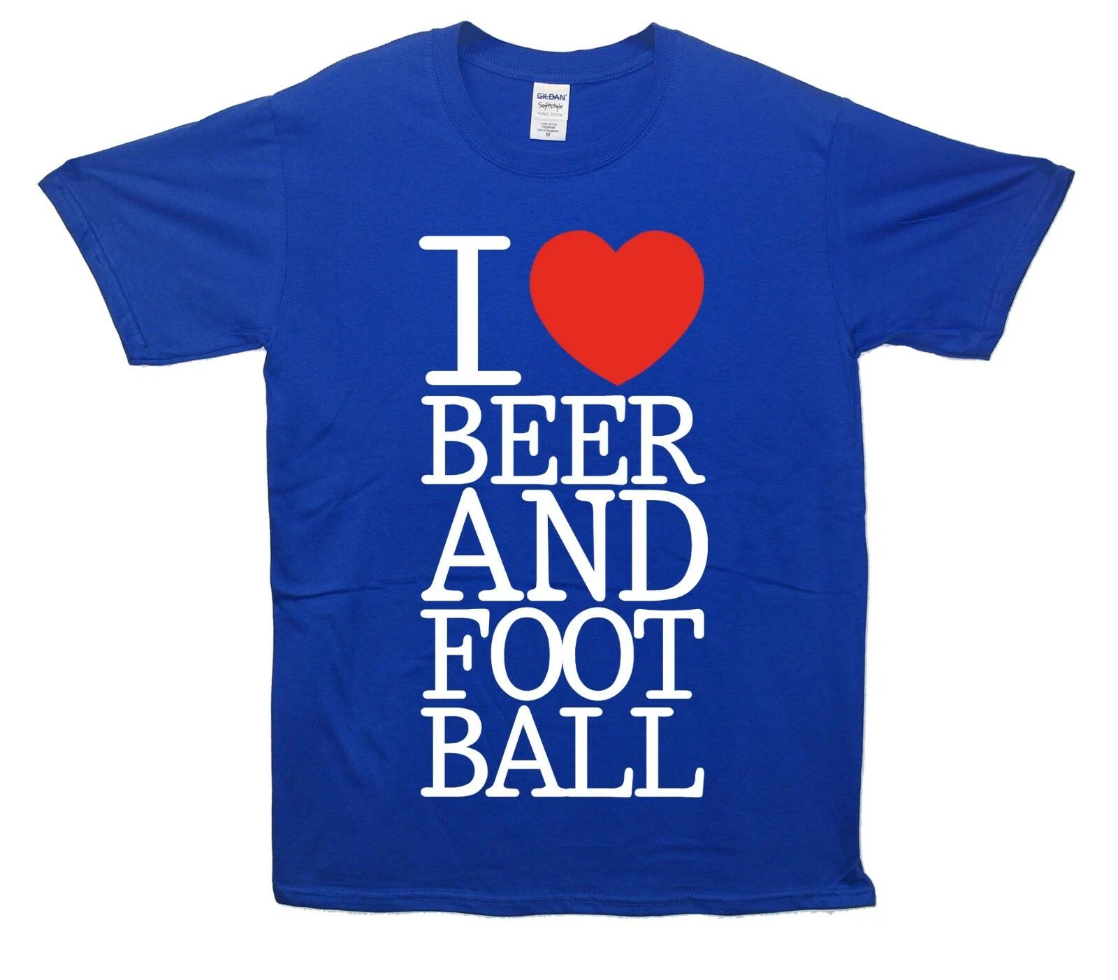 I Love Beer And Football Printed T-Shirt Father s Day 3XL