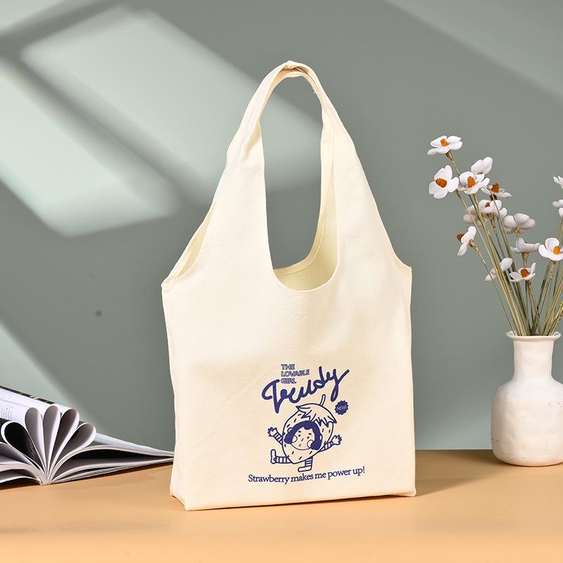 Customizable Cotton Canvas Tote with Logo - Eco-friendly, Single Shoulder Bag for Businesses and Schools