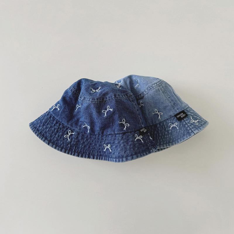 Spring Summer Baby Fisherman Hats 48-50cm Lovely Bow Pattern Kids Boys Girls Outdoor Sun Hat Fashion Denim Children Bucket Caps
