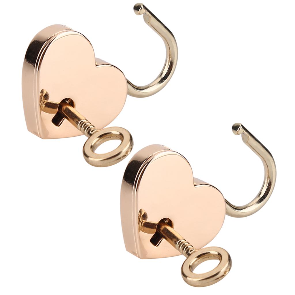 2 Sets Heart Shaped Padlock & Skeleton Key Metal Lock for Luggage Diary Book Jewelry Box