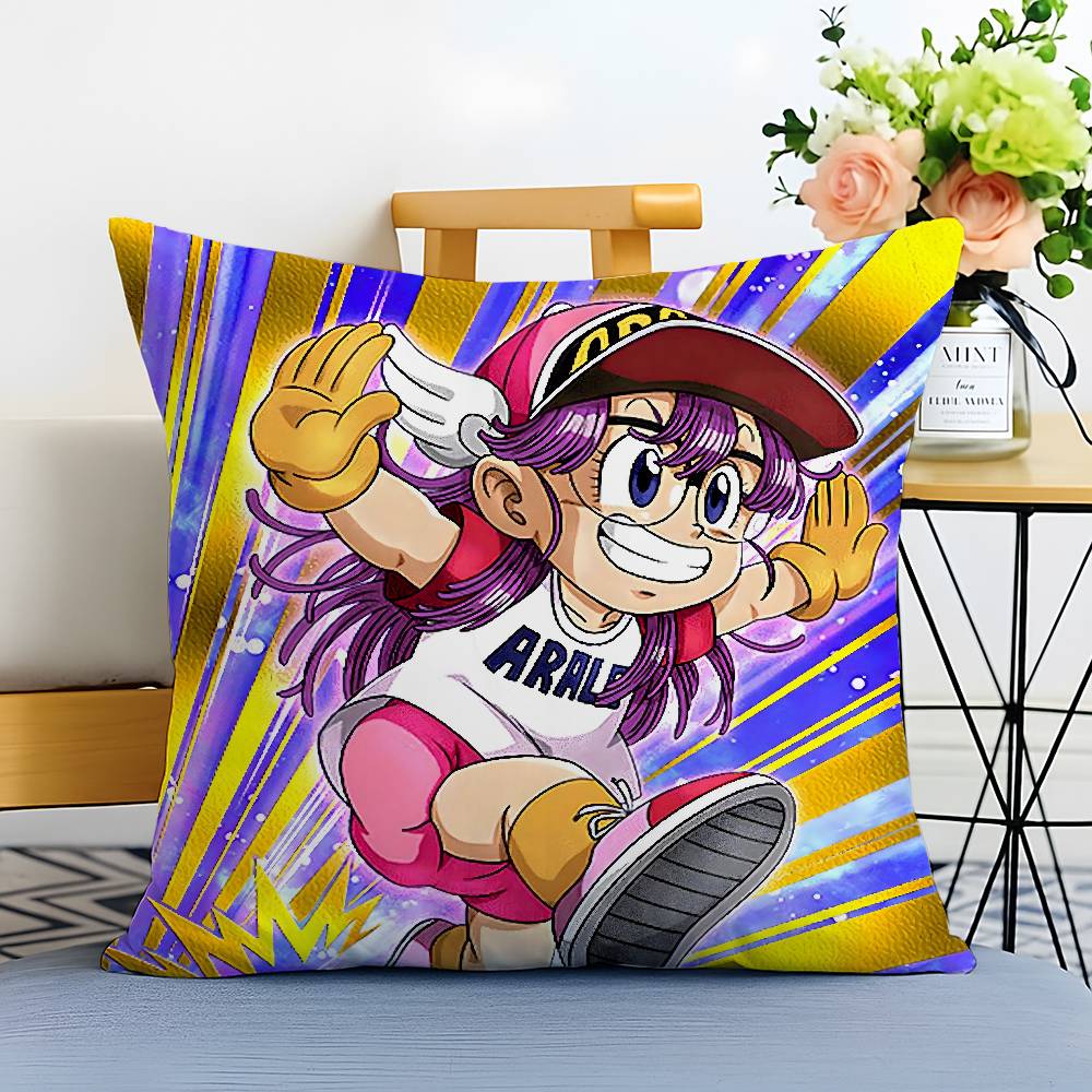 

Cartoon Dr S-Slump Arale Pillow Case Printed Brushed Fleece Pillow Baby Skin-Touch Eco-Friendly Dye-Sublimat 12x12Inch