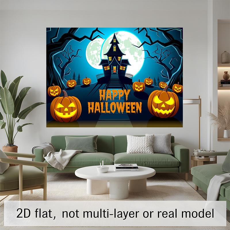 Party Backdrop Halloween Flat Banners Spooky Pumpkin House Celebrations Wedding Enthusiasts Photo Booth Background Front Door Decor