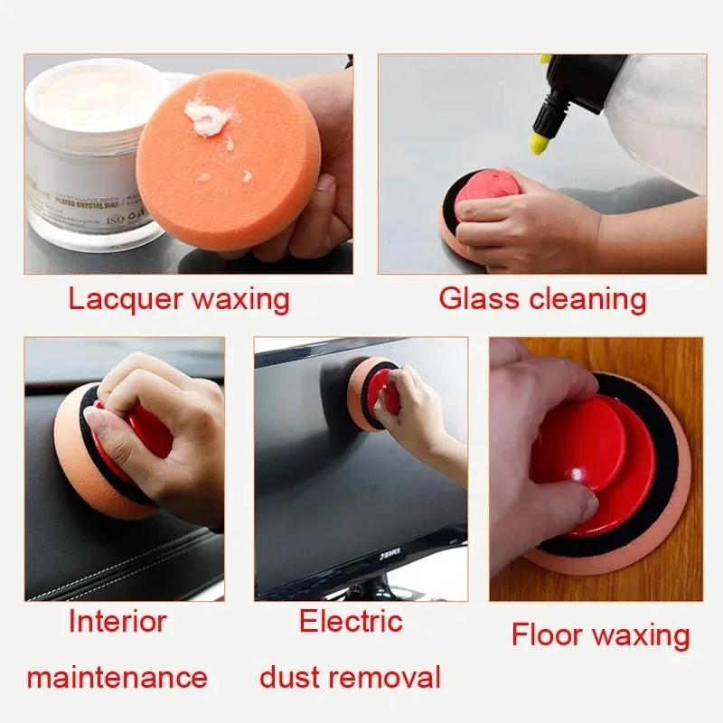 1/2/3/4pcs Car Wax Applicator Pads Set With Red Handle Soft Sponge Applicators Foam Wax Pad For Polishing And Cleaning Cars