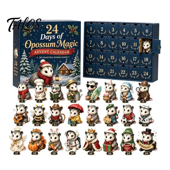Miniature Animal Hanging Pendants 24 Days of Highland Cow Magic Advent Calendar, Unique Mini Tiered Tray Christmas Decor Figures, Farmhouse