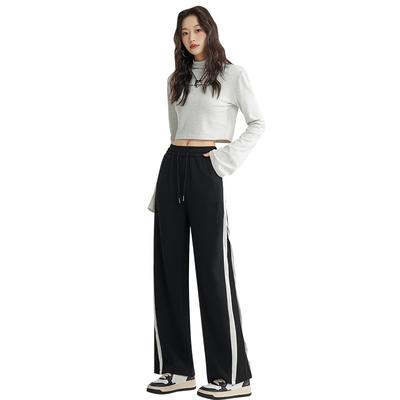 Gray Sweatpants for Women In Spring and Autumn High Waist Loose Straight Casual Sweatpants Small Wide-leg Pants for Women