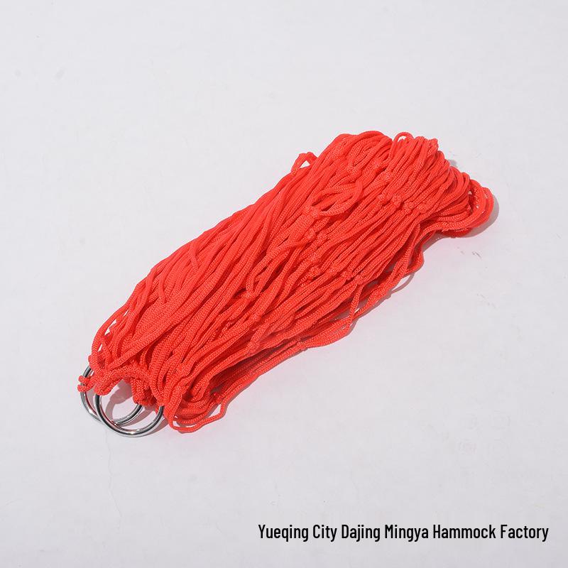 Military Green/Red Mesh Outdoor Hammock with Iron Hook & Nylon Rope