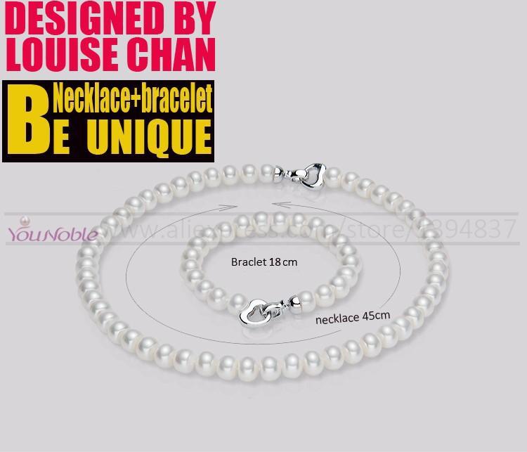 Set Collana e Bracciale di Perle d'Acqua Dolce Naturali per Matrimonio, Set di Perle Argento 925 Bianco Regalo per Ragazze Mamma Anniversario