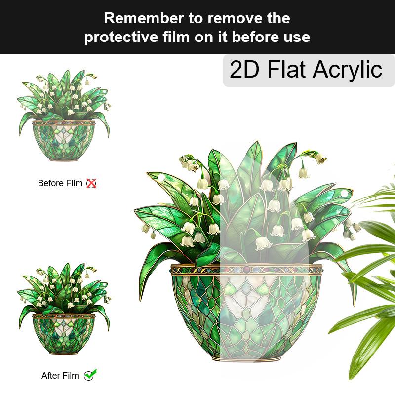 Acrylic Lily of the Valley Potted Plant Suncatcher Stained Glass Effect Window Hanging Ornament Flower Lover Gifts