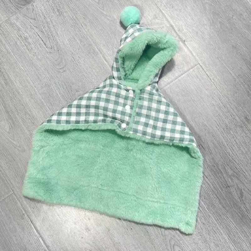 Pet Plaid Cloak Small Dog Pet Shawl Teddy Bichon Hatted Winter Gown Puppy Clothes Dog Jacket Dogs Clothes Pet Clothes