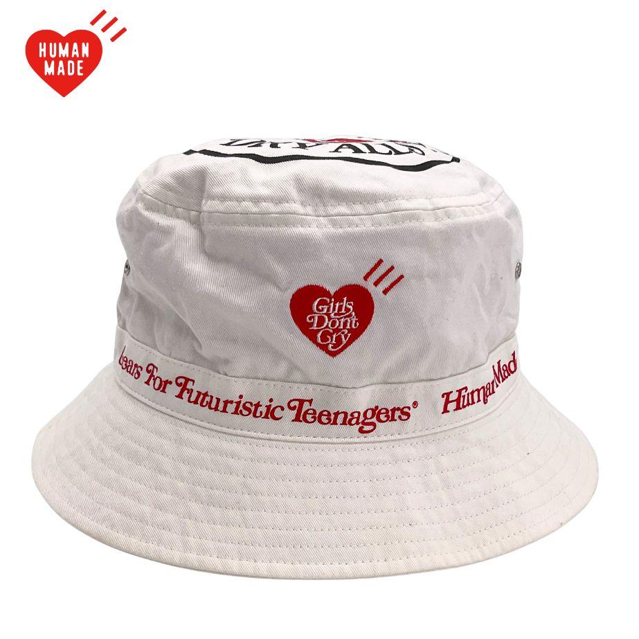 Used HUMAN MADE Human Made Logo Bucket Hat L White [Price Negotiation Welcome]