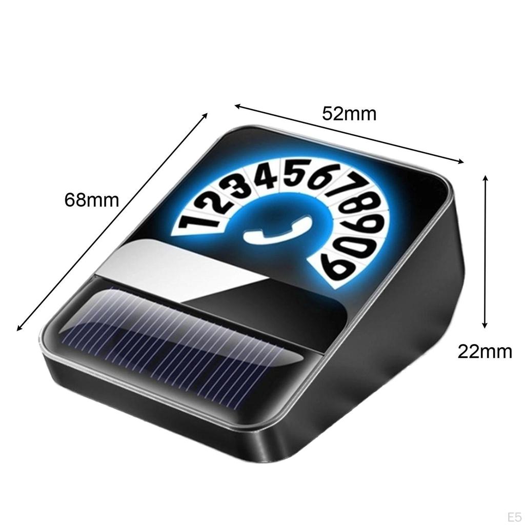 Car Phone Number Card Parking Plate Solar Powered Auto Accessories Temporary