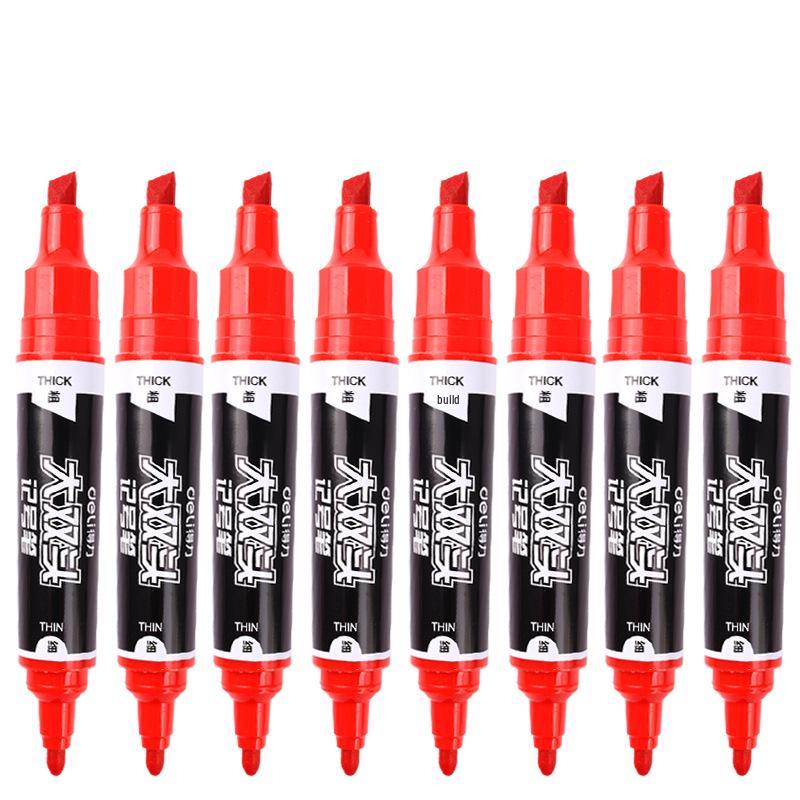Deli S555 Large Double-Ended Waterproof Marker Pen - Red, Blue, Black for Express Logistics & Slogan Writing