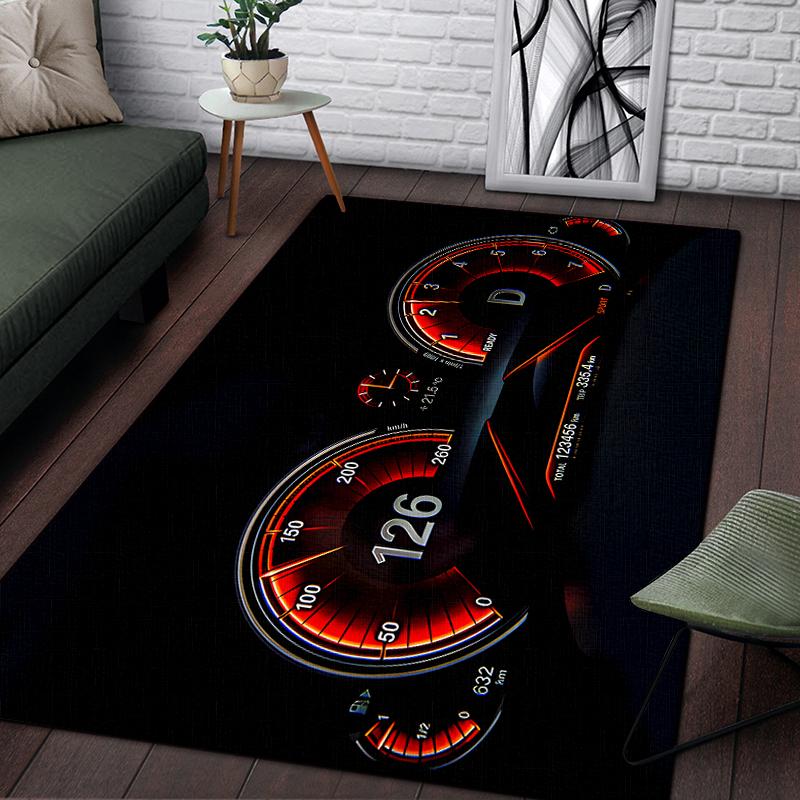 Racing Dashboard Cool Pattern Decorative Square Rug Modern House Living Room Floor Matte Bedroom Carpet Art Poster Mat Fans Gift