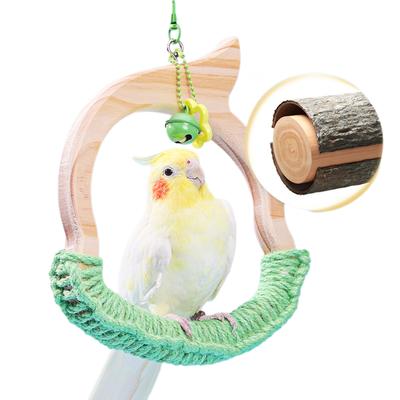 Parrot Hanging Swing Parakeet Solid Wood Bird Cage Branch Training Toy Holding Station Shelf for Parrot