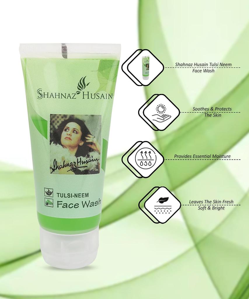 Shahnaz Husain Tulsi Neem Ayurvedic Herbal Face Wash 50 G Pack of 1 Gentle Cleansing Natural Fresh Skin Care Daily Use