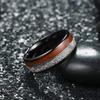 Fashion 8mm Black Stainless Steel Arrow Rings For Men Inlay Meteorite Hawaiian Koa Wood Rings Men Wedding Band Jewelry