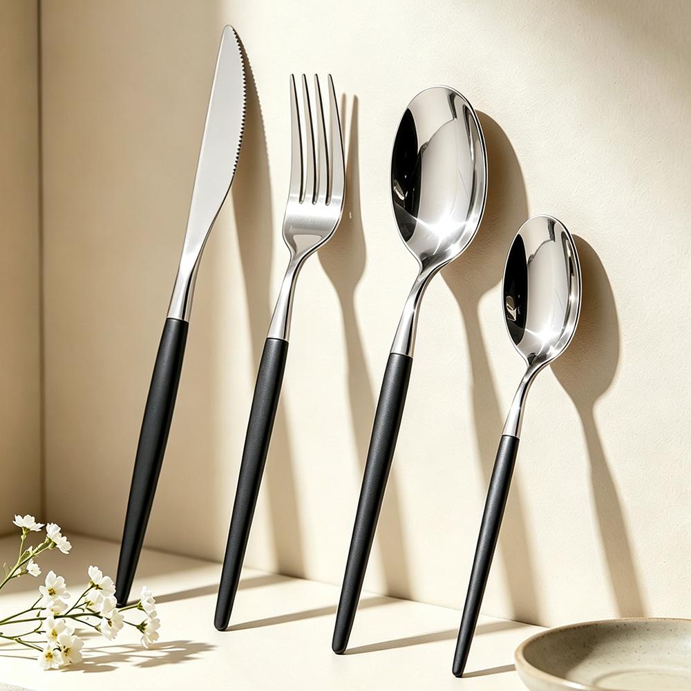 4Pcs/Set Stainless Steel Dinner White Gold Dinnerware Set Knife Fork Coffee Spoon Cutlery Set Kitchen Tableware Silverware Sets