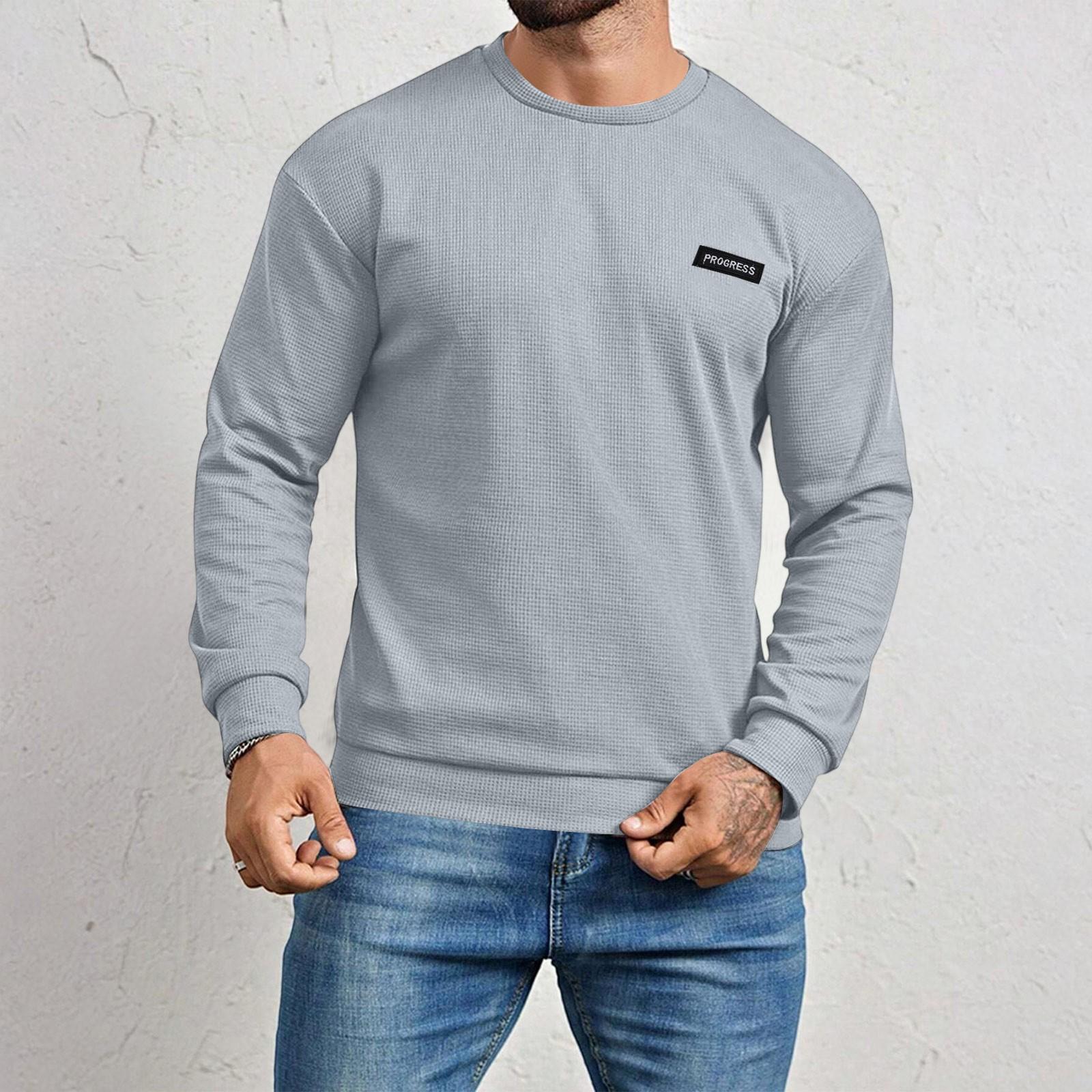 

Мужская рубашка с длинным рукавом в клетку Мужской свитшот с круглым вырезом однотонный топ XL светло-серый