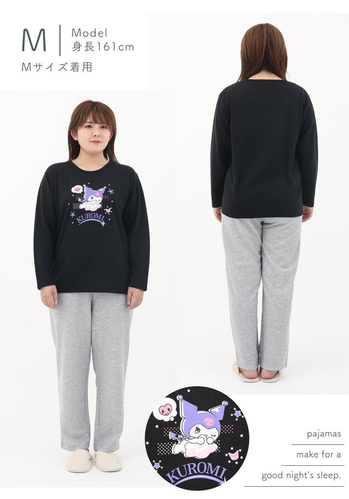 Kaituck Family Sanrio Postavy Kuromi Domácí oblečení Dlouhé dámské pyžamo, Rukáv, Jaro/Podzim, M/L (L, černá)