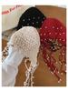 Summer Ethnic Style Knitted Hat with Hollow Pearl Tassel Pendant - Retro Face-Showing Design for Women