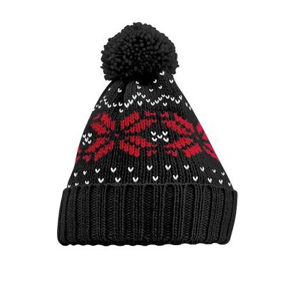 Unisex-Mütze für Erwachsene mit Schneestern-Fair-Isle-Motiv