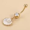 1PC Stainless Steel Simulated Pearl Shell Belly Button Ring For Women Men Bohemian Summer Sea Shell Navel Piercing Body Jewelry